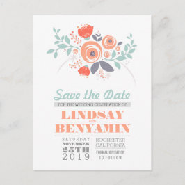 Niedliche, florale Save the Date Postkarten für Fr