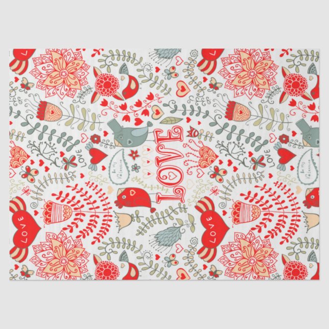 Niedliche florale Valentindesign Seidenpapier (Vorderseite)