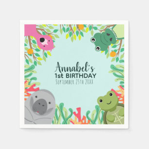 Niedliche Florida Tiere Wildtiere Ein Kindergeburt Serviette