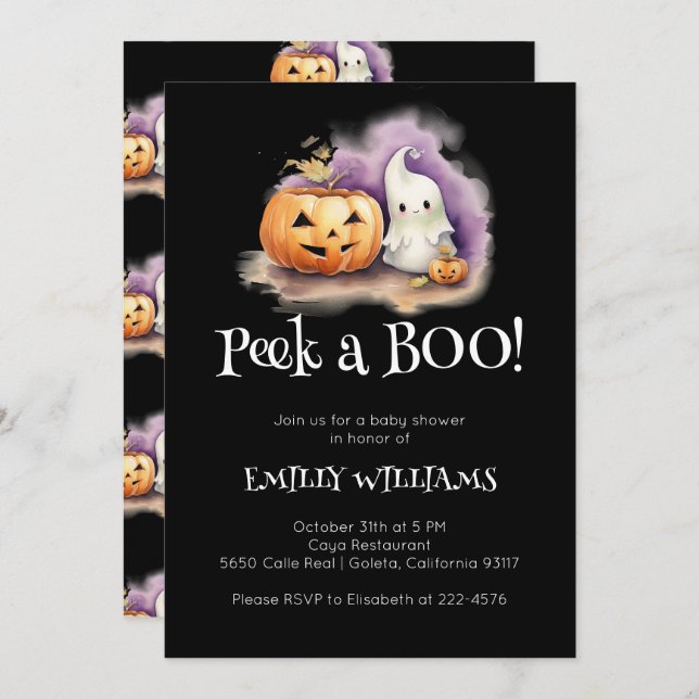 Niedliche Flüchtige Blick-A-Boo Kinderdusche Einladung (Vorne/Hinten)