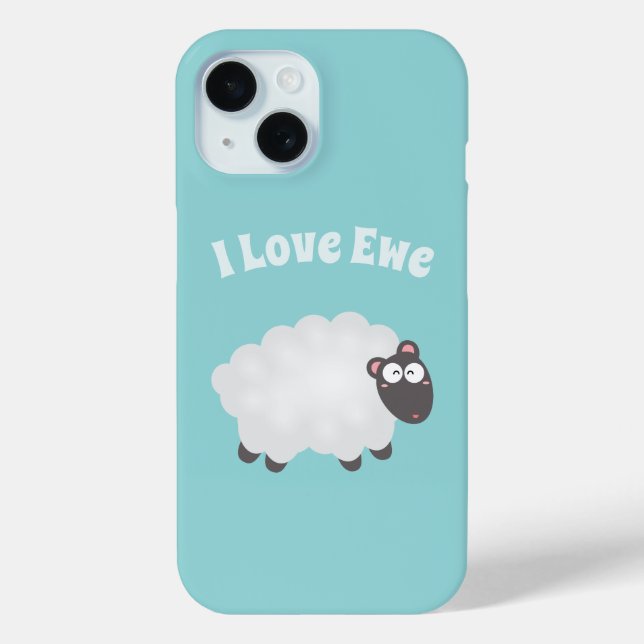 Niedliche Fluffy Lamb Cartoon Funny I Liebe You Pu Case-Mate iPhone Hülle (Rückseite)
