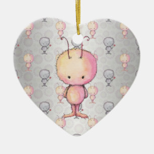 Niedliche Fluffy-Monster Keramikornament