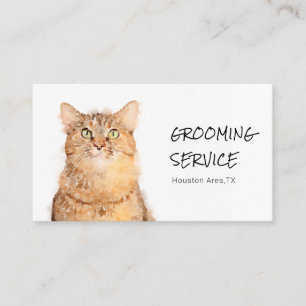 Niedliche Fluffy Orange Cat Grooming Business Card Visitenkarte