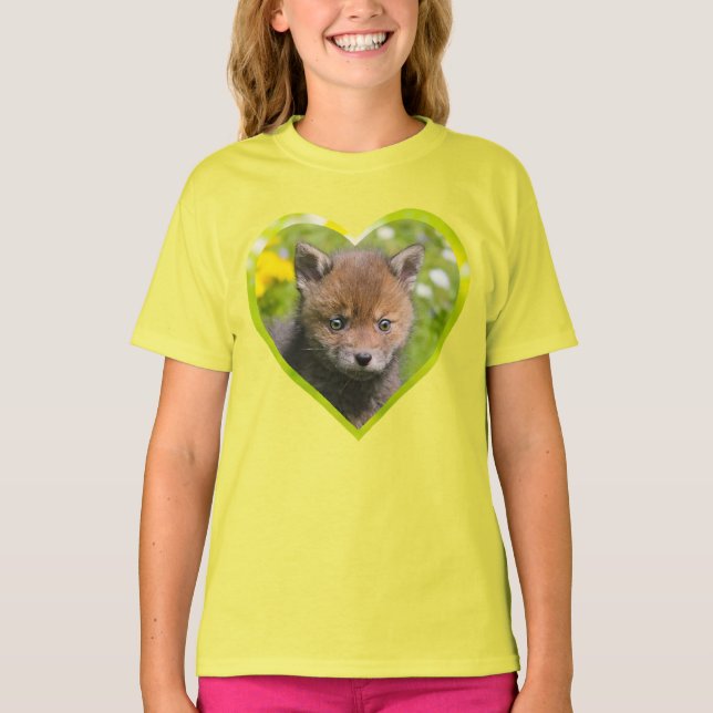 Niedliche Fluffy Red Fox Wild Baby Animal Foto - H T-Shirt (Vorderseite)