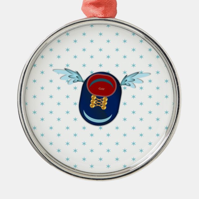 Niedliche Flügelschuh-Cartoon & Sterne Ornament Aus Metall (Vorne)