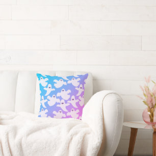 Niedliche Flying Ghosts Light Blue und Pink Hallow Kissen