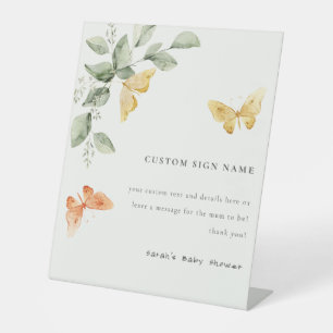Niedliche Foliage Butterflies Babydusche nach Kund Sockelschild