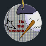 Niedliche Folk Art Cowboy Snowman Keramik Ornament<br><div class="desc">Originale Kunst digital von Deborah Miller</div>