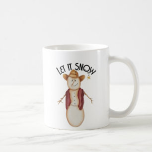 Niedliche Folk Art Cowboy Snowman Tasse