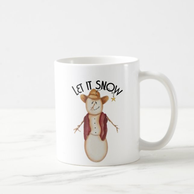 Niedliche Folk Art Cowboy Snowman Tasse (Rechts)