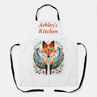 Niedliche Folk Art Foxy Kitchen Schürze