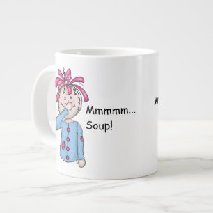 Niedliche Folk Art Rag Puppe Suppe Persönlich gest Jumbo-Tasse