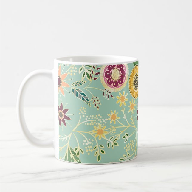 Niedliche Folklorefarben Original Goldenes Design Kaffeetasse (Links)