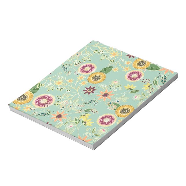 Niedliche Folklorefarben Original Goldenes Design Notizblock (Rotiert)