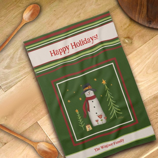 Niedliche Folkloregruppe Snowman Personalisiert We Geschirrtuch (Von Creator hochgeladen)