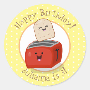 Niedliche Foto-Illustration zum Toaster Cartoon Runder Aufkleber