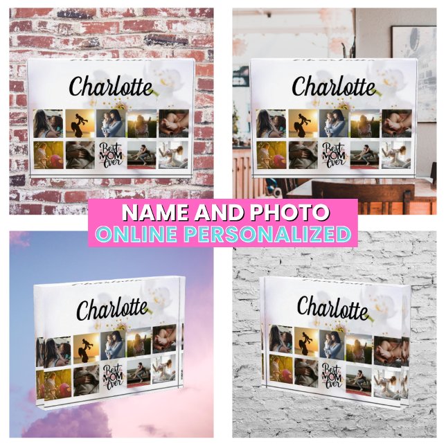 Niedliche FotoCollage Beste Mama für Mutter Sake Fotoblock (Cute Photo Collage Best Mom Ever Mother's Keepsake
)