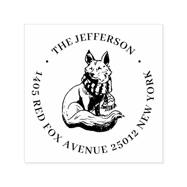 Niedliche Fox Animal Cartoon Individuelle Name Rüc Permastempel (Design)