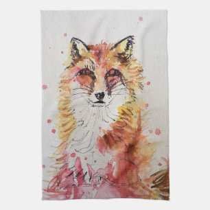 Niedliche Fox Animal Watercolor Pastellfarben Geschirrtuch