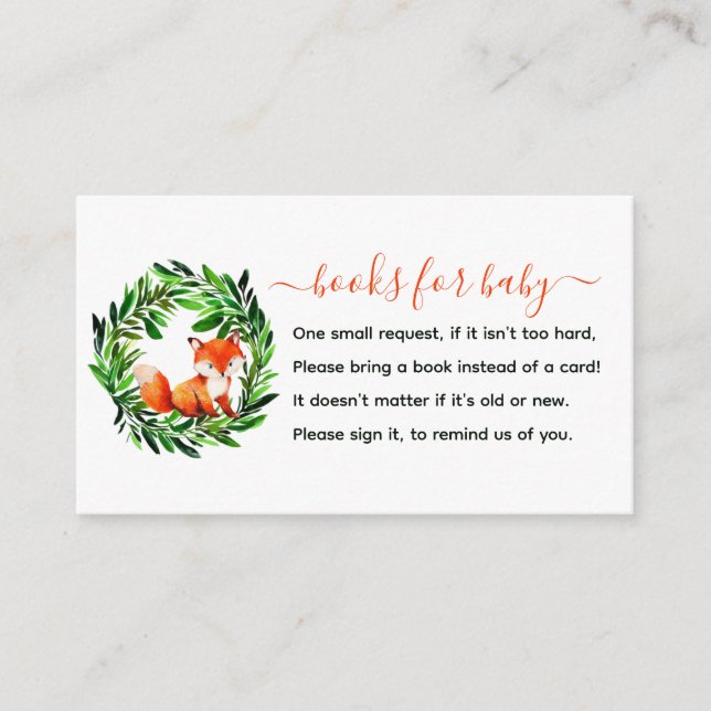 Niedliche Fox-Bücher für die Babydusche Begleitkarte (Vorderseite)