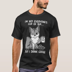 Niedliche Fox Drink Coffee Fox Animal Furry 2 T-Shirt
