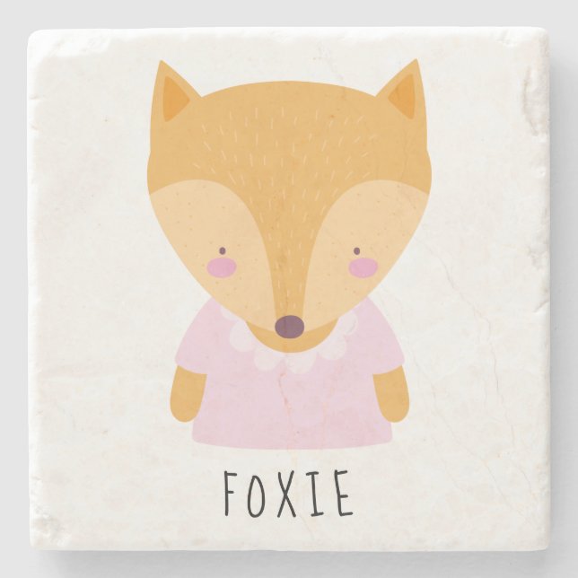Niedliche Fox-Illustration - Anpassbar Steinuntersetzer (Vorderseite)