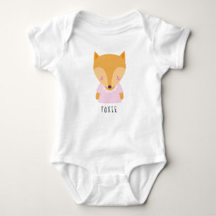 Niedliche Fox-Illustration - Anpassbarer Name Baby Strampler