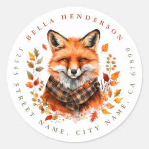 Niedliche Fox-Round-Stickers für den Herbst Runder Aufkleber