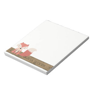 Niedliche Fox Rustikale Waldkreaturen Personalisie Notizblock