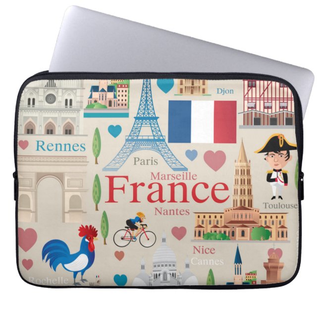 Niedliche Frankreich-Ikonen Laptopschutzhülle (Vorderseite)