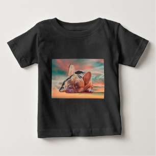 Niedliche französische Bulldog-Aquarellmalerei Baby T-shirt