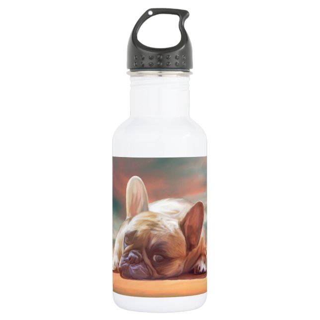 Niedliche französische Bulldog-Aquarellmalerei Edelstahlflasche (Vorderseite)