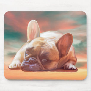 Niedliche französische Bulldog-Aquarellmalerei Mousepad