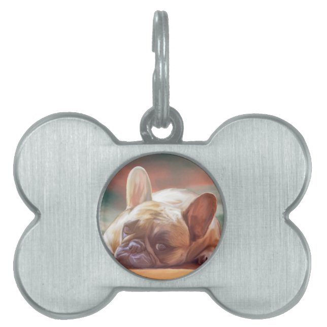 Niedliche französische Bulldog-Aquarellmalerei Tiermarke (Vorderseite)