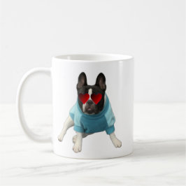 Niedliche französische Bulldog Liebe Blue Tasse
