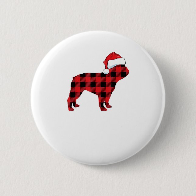 Niedliche französische Bulldog-Weihnachtsmannmütze Button (Vorderseite)