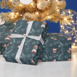 Niedliche französische Bulldog-Weihnachtsmannmütze Geschenkpapier