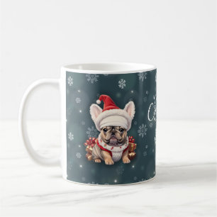 Niedliche französische Bulldog-Weihnachtsmannmütze Kaffeetasse