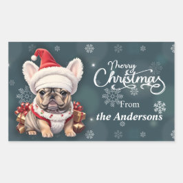 Niedliche französische Bulldog-Weihnachtsmannmütze Rechteckiger Aufkleber