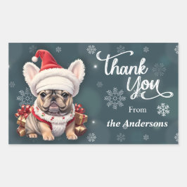 Niedliche französische Bulldog-Weihnachtsmannmütze Rechteckiger Aufkleber