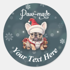 Niedliche französische Bulldog Weihnachtsmannmütze Runder Aufkleber