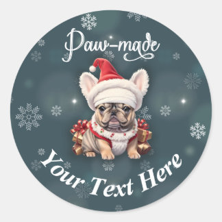 Niedliche französische Bulldog Weihnachtsmannmütze Runder Aufkleber