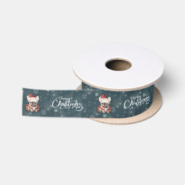 Niedliche französische Bulldog-Weihnachtsmannmütze Satinband