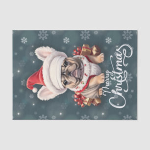 Niedliche französische Bulldog-Weihnachtsmannmütze Seidenpapier