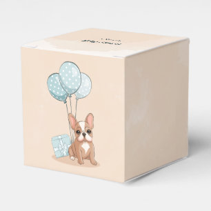 Niedliche französische Bulldog Welpe Blue Balloon  Geschenkschachtel