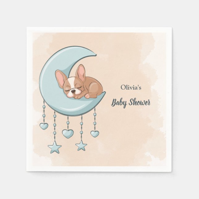 Niedliche französische Bulldog Welpe Blue Moon Bab Serviette (Vorderseite)