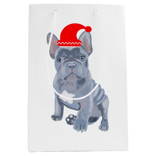 Niedliche französische Bulldog-Welpe-Medium-Gesche Mittlere Geschenktüte (Vorderseite)
