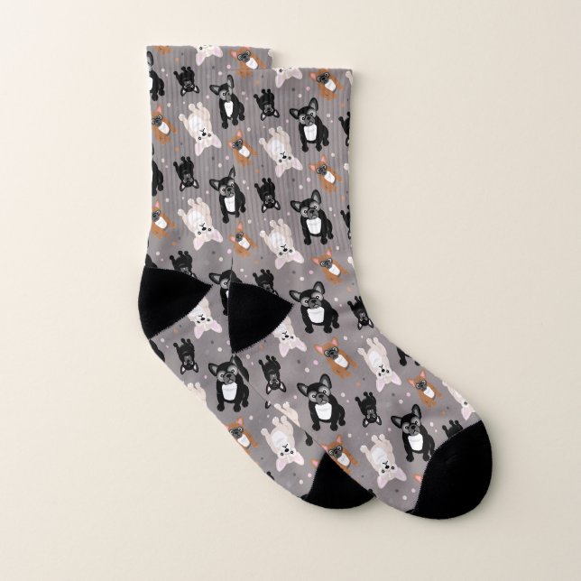 Niedliche französische Bulldog-Welpen Socken (Paar)