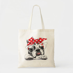 Niedliche französische Bulldogge, farbenfrohe Head Tragetasche