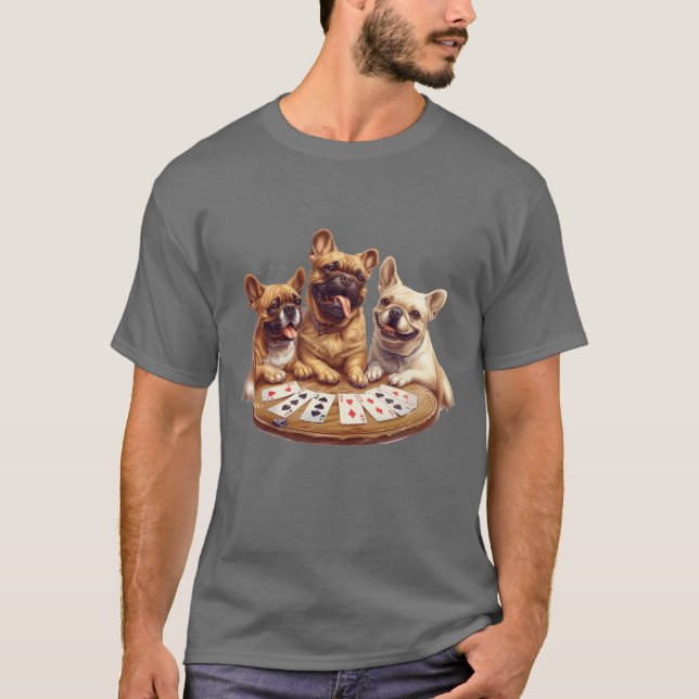 Niedliche französische Bullhunde, die Karten spiel T-Shirt (Vorderseite)
